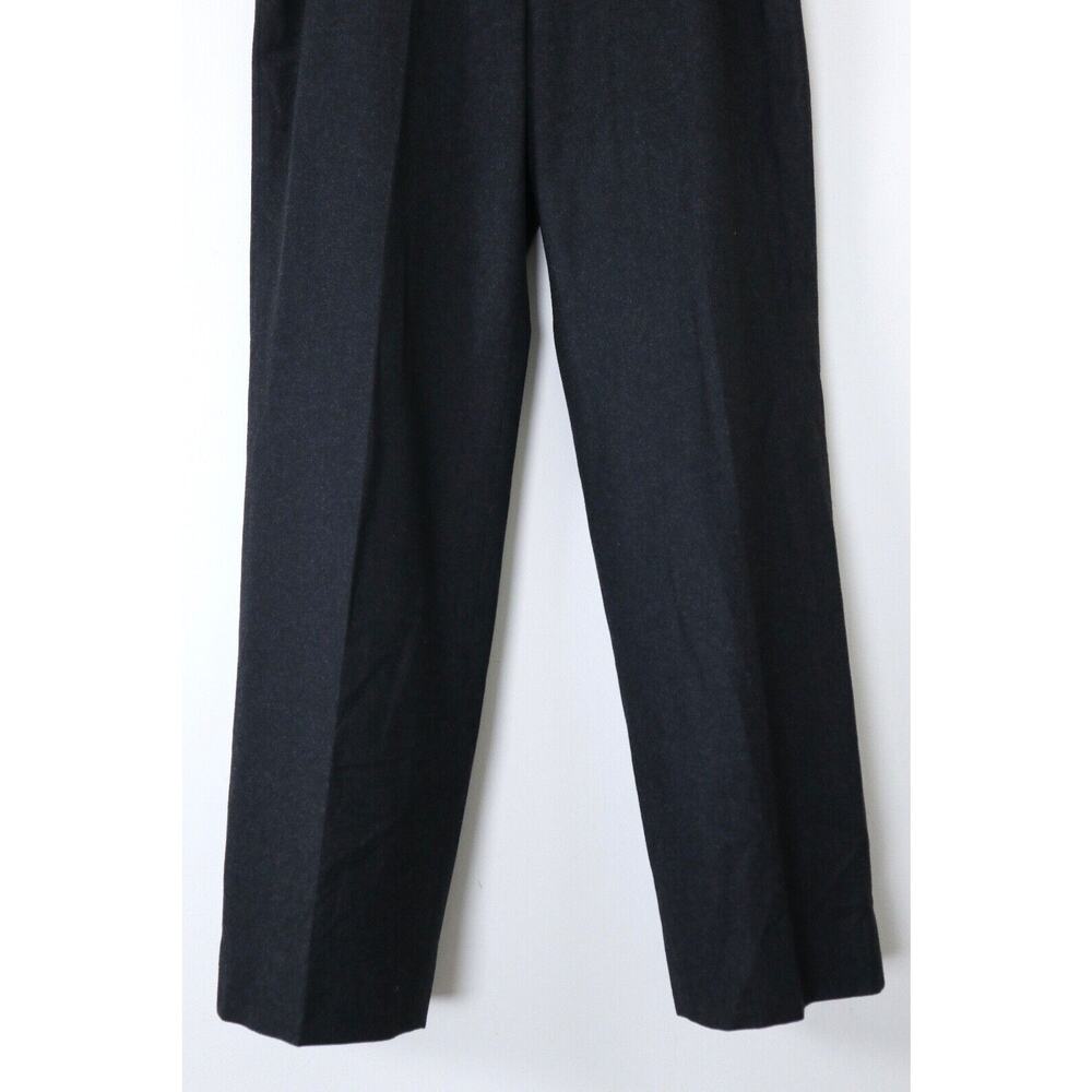 Vintage 1990s Chanel High Waisted Flat Front Wool Trousers Charcoal Gray - Picture 3 of 11